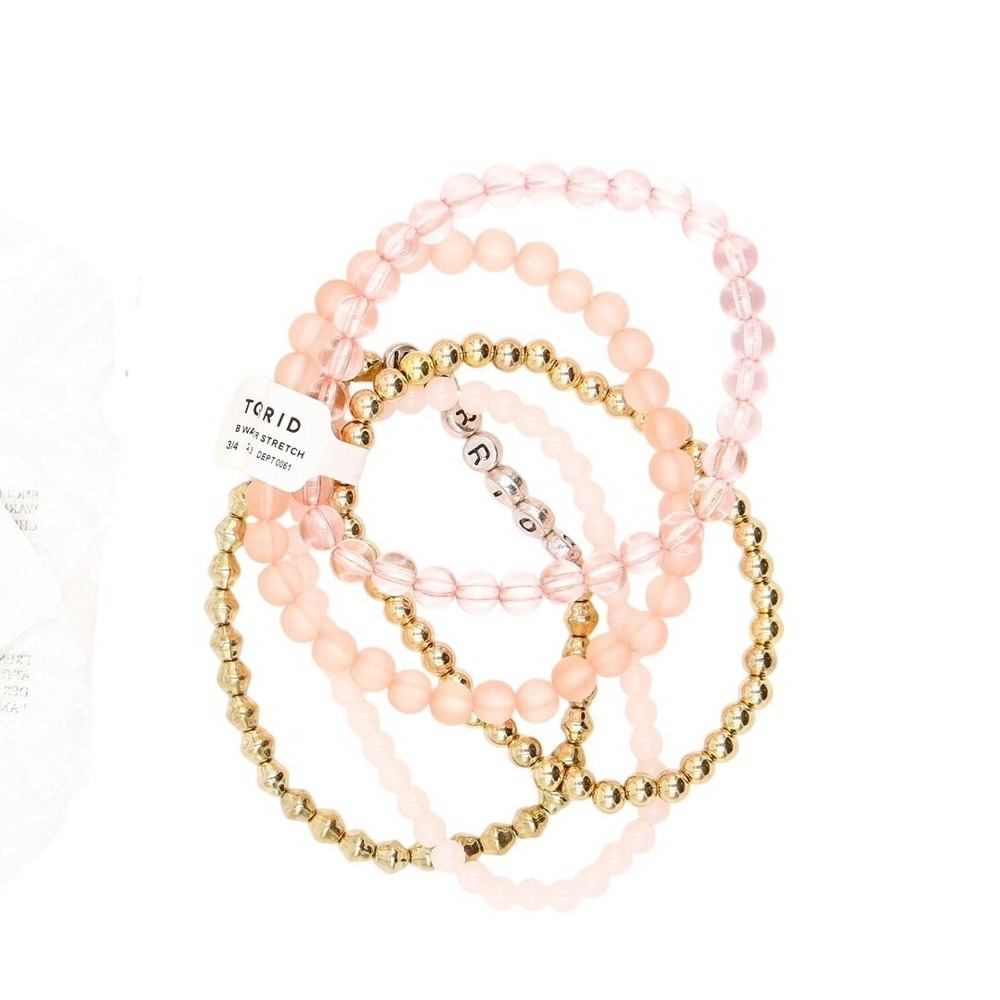 Torrid - Pink Stretch Breast Cancer "Warrior" Bracelet - Size 3/4